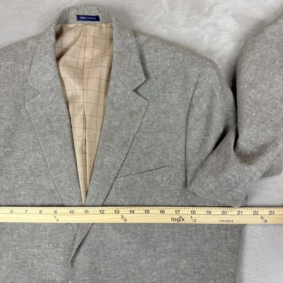 Stafford Linen Blend Sport Coat Mens 40R Tan Brown Classic Fit Blazer Preppy - Picture 10 of 16